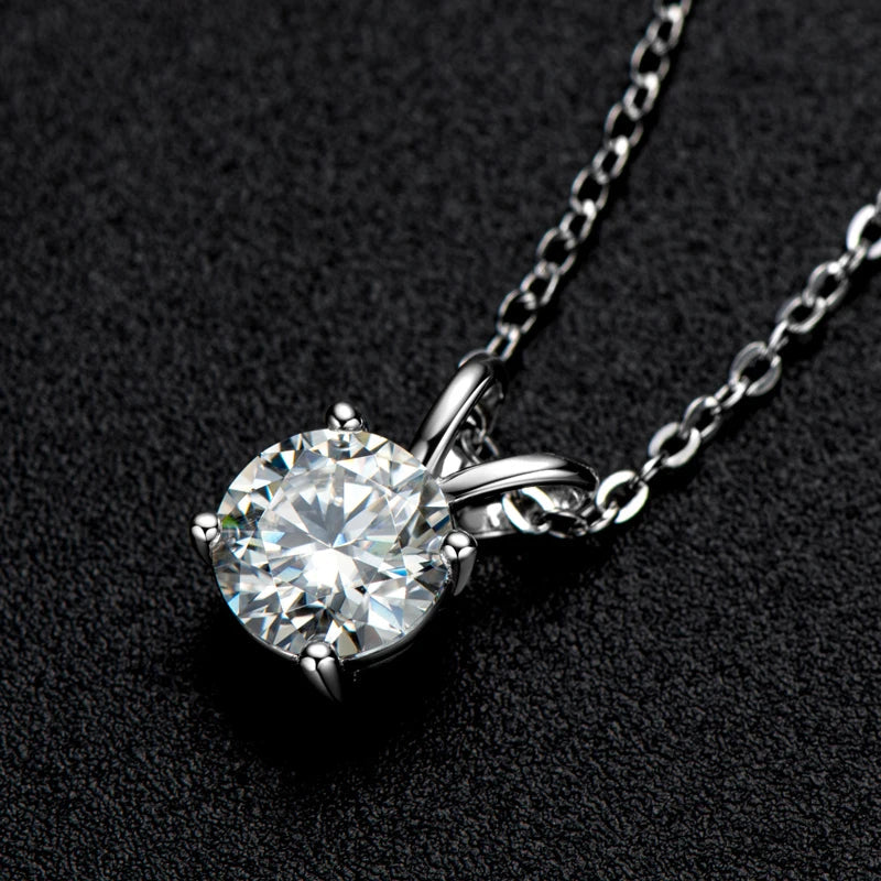 White gold  Plated Moissanite Pendant Necklace