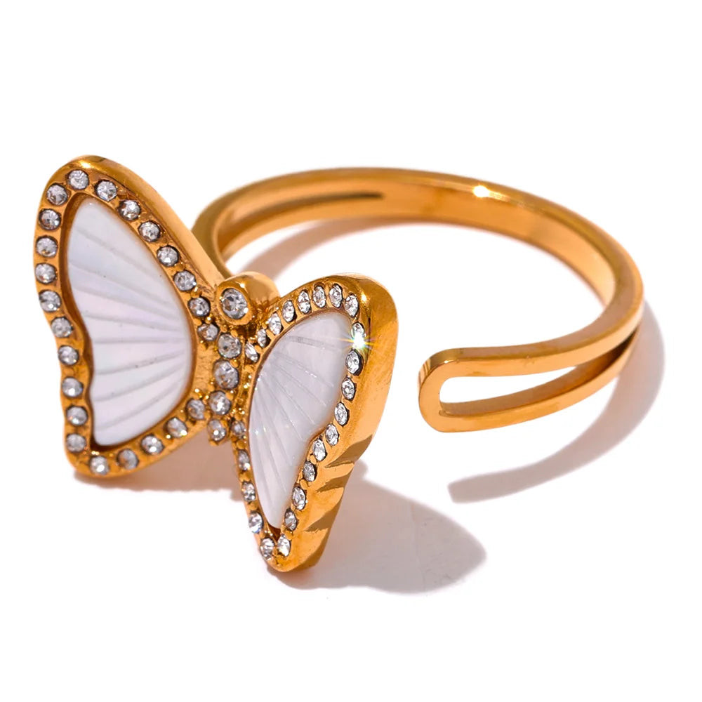 Butterfly Ring Inlaid Cubic Zirconia