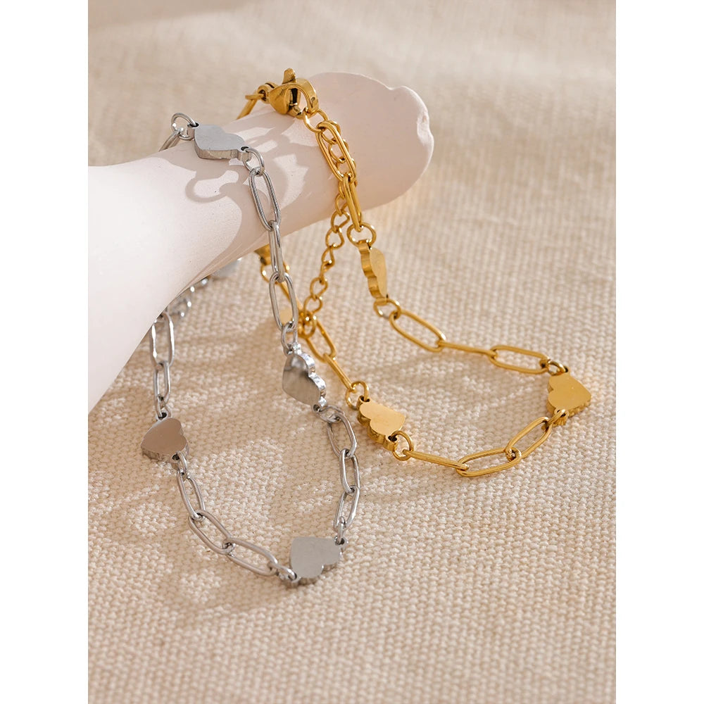 Steel Heart Chain Bracelet