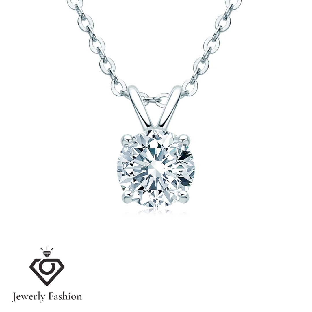 White gold  Plated Moissanite Pendant Necklace